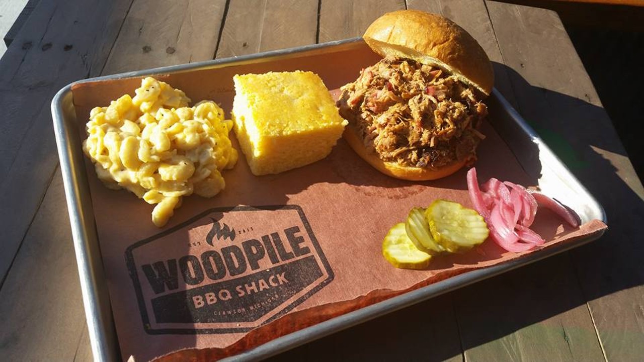 Carolina Pulled Pork Sandwich | Woodpile BBQ Shack  | $9 
Clawson | 303 Main St. | (248) 565-8149 
Perfect for a cheap yet heavy and filling lunch. Simple menu and presentation with wondrous results. 
(Photo: