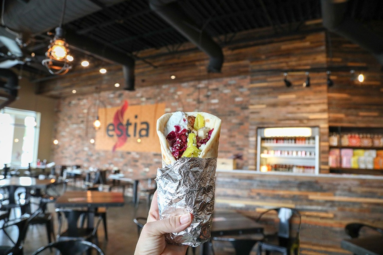 Estia Greek Street Food
5753 Twelve Mile Rd., Warren; 586-248-4999; goestia.com
This local Greek-inspired fast-food chain launched in Troy in 2016, adding a Warren location soon after in 2018. It earned praise for the Best Gyro in Macomb County in the 2022 Metro Times Best of Detroit reader’s poll.
