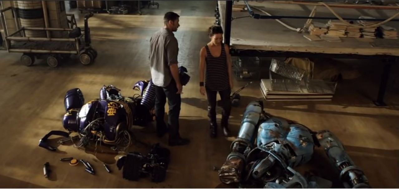 Real Steel (2011)
In this Hugh Jackman-starring sci-fi sports movie set in the year 2020, robot boxers have replaced human ones. In addition to capitalizing on Michigan&#146;s then-generous tax incentives, perhaps Detroit lent itself as a perfect backdrop for a tale about men and machines: It was filmed at a variety of locales including the Renaissance Center, Cobo Arena, the Detroit Fire Department headquarters, the Russell Industrial Center, the Ingham County Courthouse in Mason, Leslie Michigan Railroad Depot, the former Belle Isle Zoo, and the Highland Park Ford Plant.
Photo via Walt Disney Studio Motion Pictures