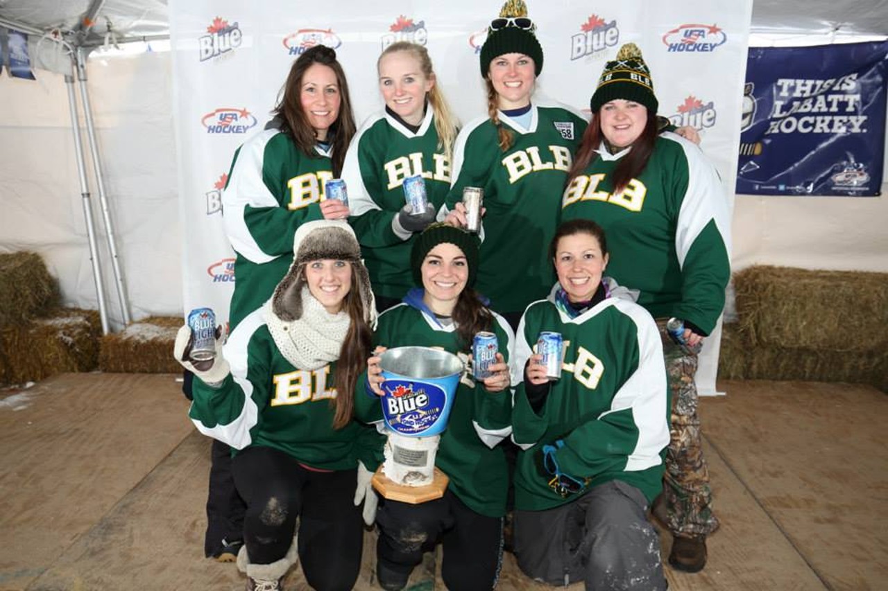 #19: Experience the U.P. Pond Hockey Tournament
For the 15th year, the St. Ignace Visitors Bureau and Labatt Brewing Company are sponsoring the Labatt Blue U.P. Pond Hockey Championship in St. Ignace (Feb. 17-20). It&#146;s the largest pond hockey tournament in Michigan and one of the biggest in North America. Additionally, it&#146;s one of only a few events where a Great Lake serves as a pond. About 200 teams have participated, some of them coming from as far away as Prague. 
Photo via Discover St. Ignace / Facebook