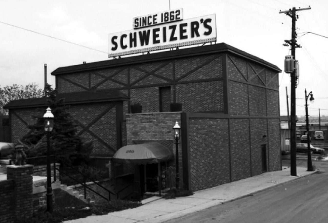 Schweizer's Restaurant 
Once upon a time, an immigrant community swept over Detroit and changed its character forever: the Germans. Downtown&#146;s restaurant scene suddenly was filled with the lip-smacking gem&uuml;tlichkeit of hearty peasant fare washed down with beer. A stalwart of that dining scene was Schweizer&#146;s, established 1862. We once reprinted an old recipe of the restaurant&#146;s we found for sauerbraten and potato pancakes. It closed in 1991, and in 2014, General Motors tore the building down.
Photo via MT file 