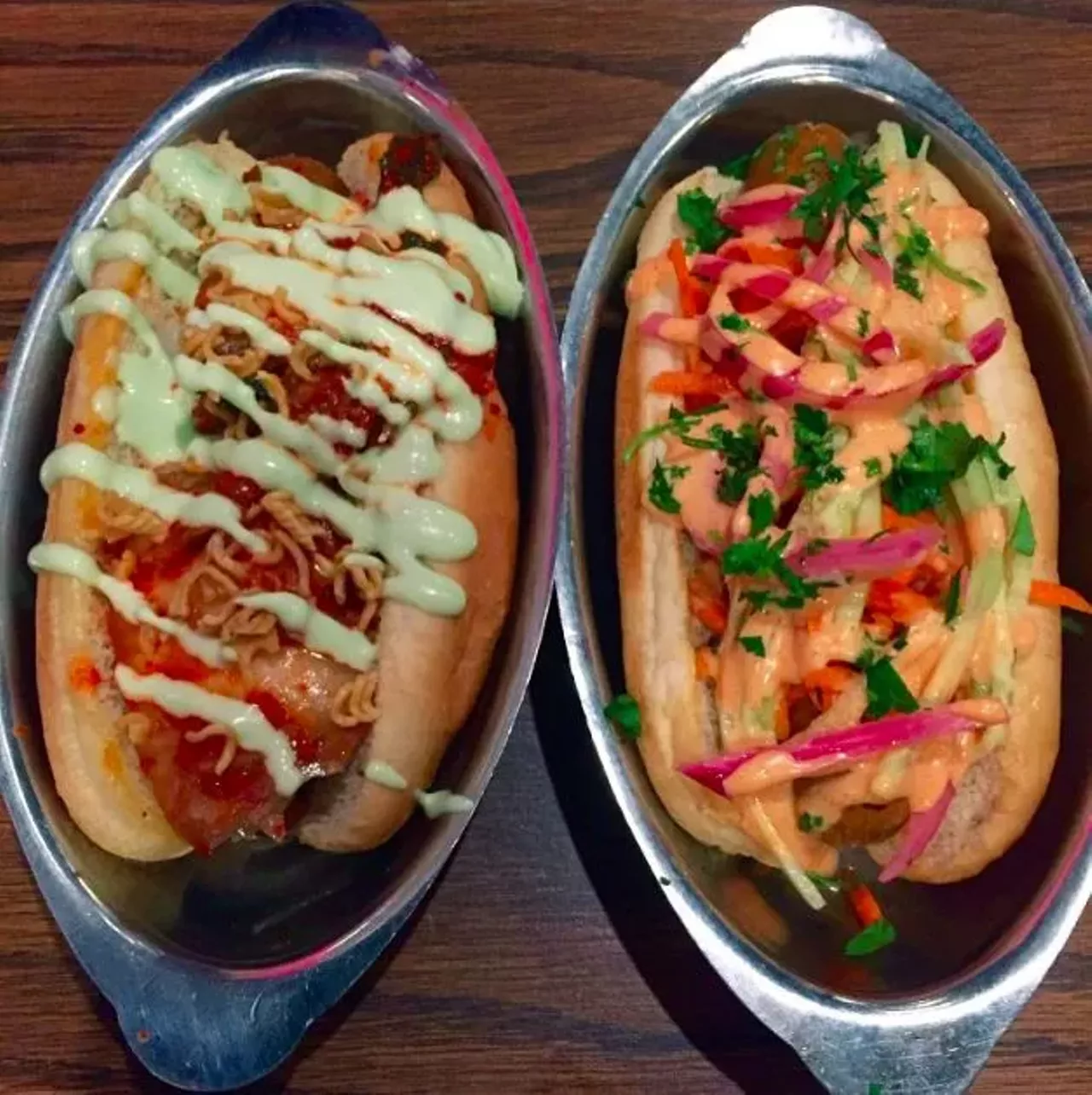 UFO Factory/Laika Dog 2110 Trumbull Ave., Detroit Laika uses Field Roast-brand vegan frankfurters and vegan cheese for its take on the coney. Try the Detroit, with vegan chili, onions, mustard, or the Kimchi with kimchi, wasabi vegan mayo, and fried ramen. (Photo courtesy of IG user @christellejackson)