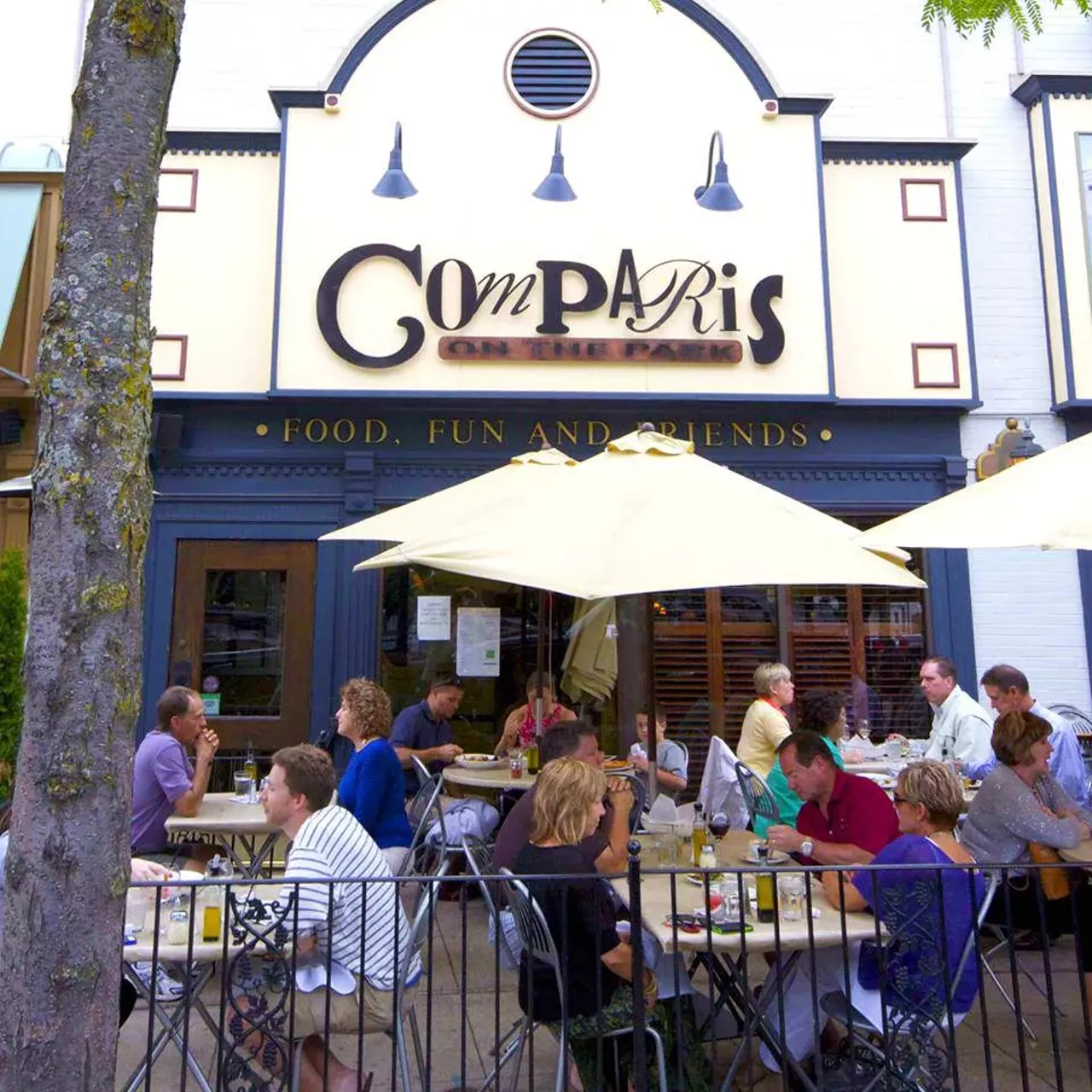 Compari&#146;s on the Park 350 S. Main St., Plymouth; 734-416-0100Sister to such dazzling restaurants as the Sardine Room, Compari&#146;s good name is secure. Sip on a cocktail or nibble on appetizers as you enjoy a warm summer&#146;s night. (Photo via Compari's, Facebook)