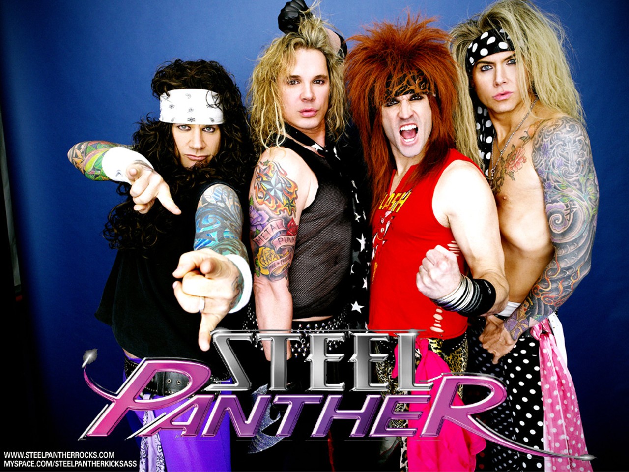 Steel Panther
12/21 at the Royal Oak Music Theatre, Royal Oak
If you’ve seen the Spinal Tap and Dewey Cox movies, you know that comedy music only works if the songs are really, really good. Satire falls on its face immediately if the writing isn’t strong. Thankfully, the dudes of Steel Panther know this. They have two albums chocka-full with fantastic bubblegum rock anthems, power ballads and filth. “My heart belongs to you, but my cock is community property,” they sing on “Community Property,” a romantic notion only bettered by “Fuck all Night and Party all Day.”