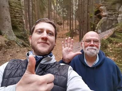 Florin Radoi and Rick Manore at Cesky Raj, a small mountain & canyon range north of Prague.
