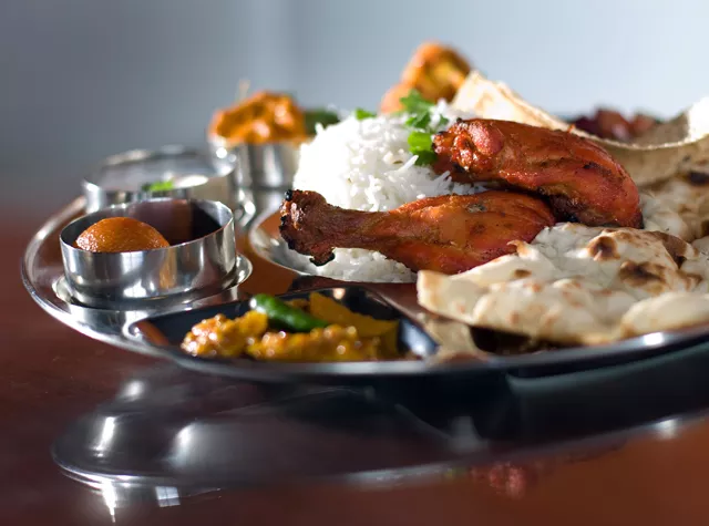 A meat thali from Phulkari Punjabi Kitchen in Madison Heights.