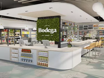 A rendering of Bodega looks more like an Apple Store than a New York-style corner store.