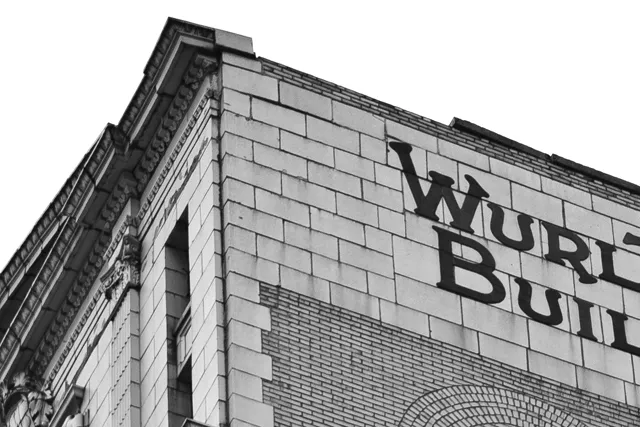 A piece of the cornice from atop the Wurlitzer Building at 1509 Broadway in Detroit recently fell 12 stories, crashing through the roof of the neighboring building, 1515 Broadway. - Photos: Travis R. Wright