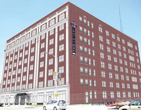 A rendering of the Strathmore, expected to open in 2016, which will include 129 residential units. - Courtesy of Midtown Detroit Inc.