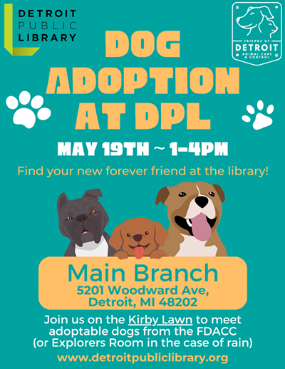 Adopt a dog at the Detroit Public Librayr