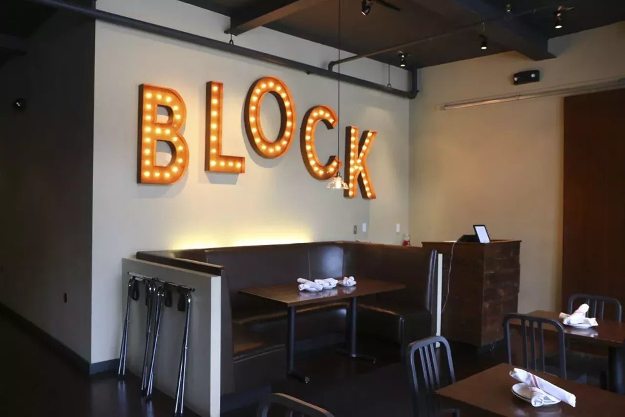 Restaurant: The Block Address: 3919 Woodward Ave, Detroit, MI 48201 Chef(s): Nate Rockwell Food: Crispy Calamari Drink: Whiskey Pumpkin Spice Mule 