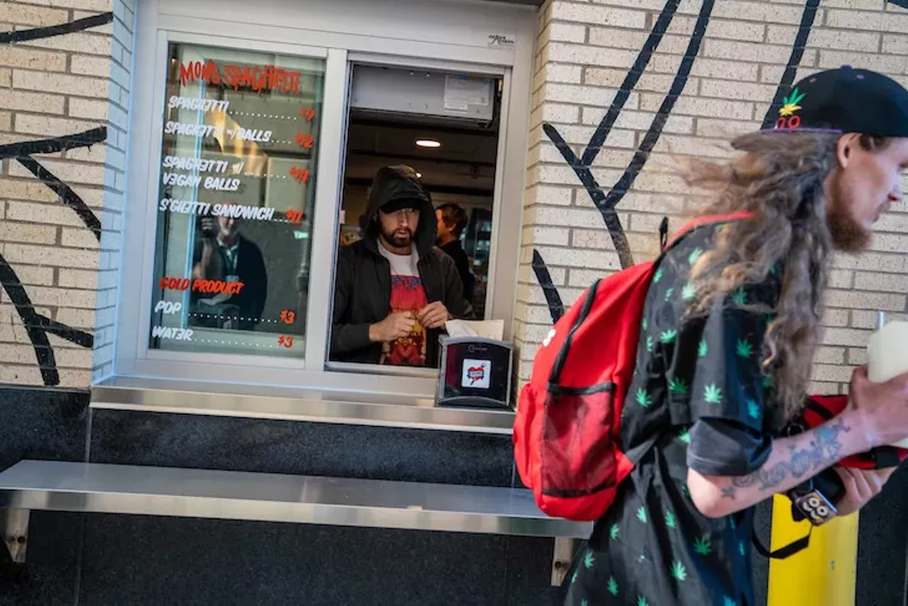 Image: All the Shady-ness we saw at the grand opening of Eminem's Mom's Spaghetti restaurant in Detroit