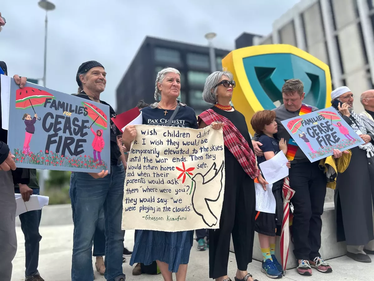 Image: Religious leaders gathered at Wayne State University to call for divestment from Israel and to admonish campus police for their treatment of pro-Palestinian activists.