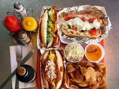 The D, lower left, Chicago Slips, lower right, Chicago Dawg, top left, and the Laikon, top right, from Atomic Dawg in Berkley.