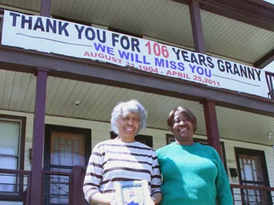 Dorothy Ziegler (left) and Betty Seay with a photo of Mama.