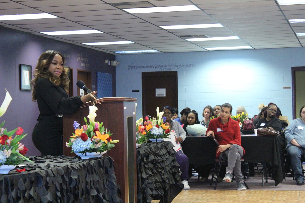 Phaedra Parks talks about the word: addiction, to a conference room full of women.