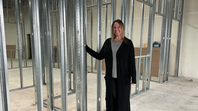 Canine to Five owner Liz Blondy at the construction site for her newest location in Jefferson Chalmers.
