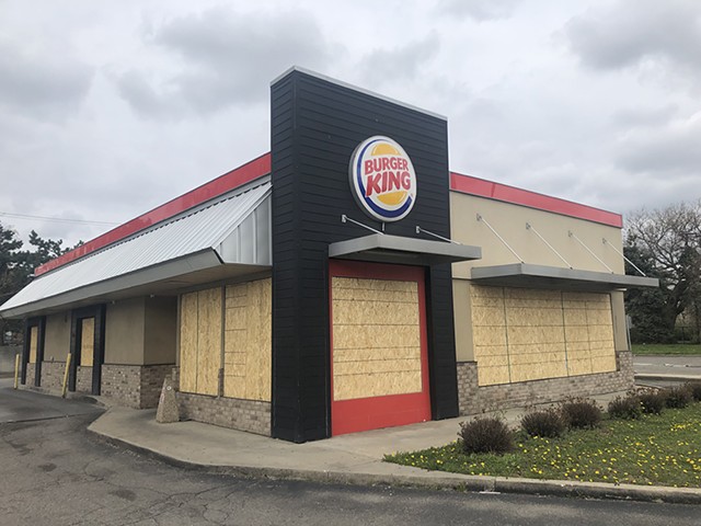 A boarded-up former Burger King in Detroit.