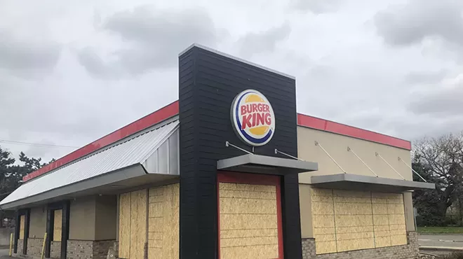 A boarded-up former Burger King in Detroit.