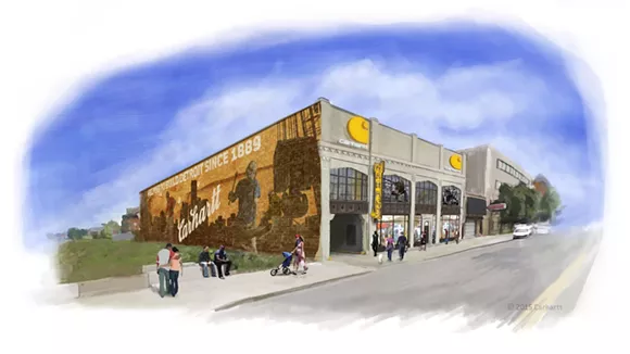 Rendering of the Carhartt retail shop in Midtown Detroit - via Carhartt