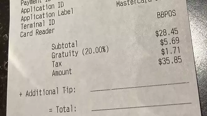 Buddy’s Pizza in downtown Detroit adds a 20% gratuity to the bill.