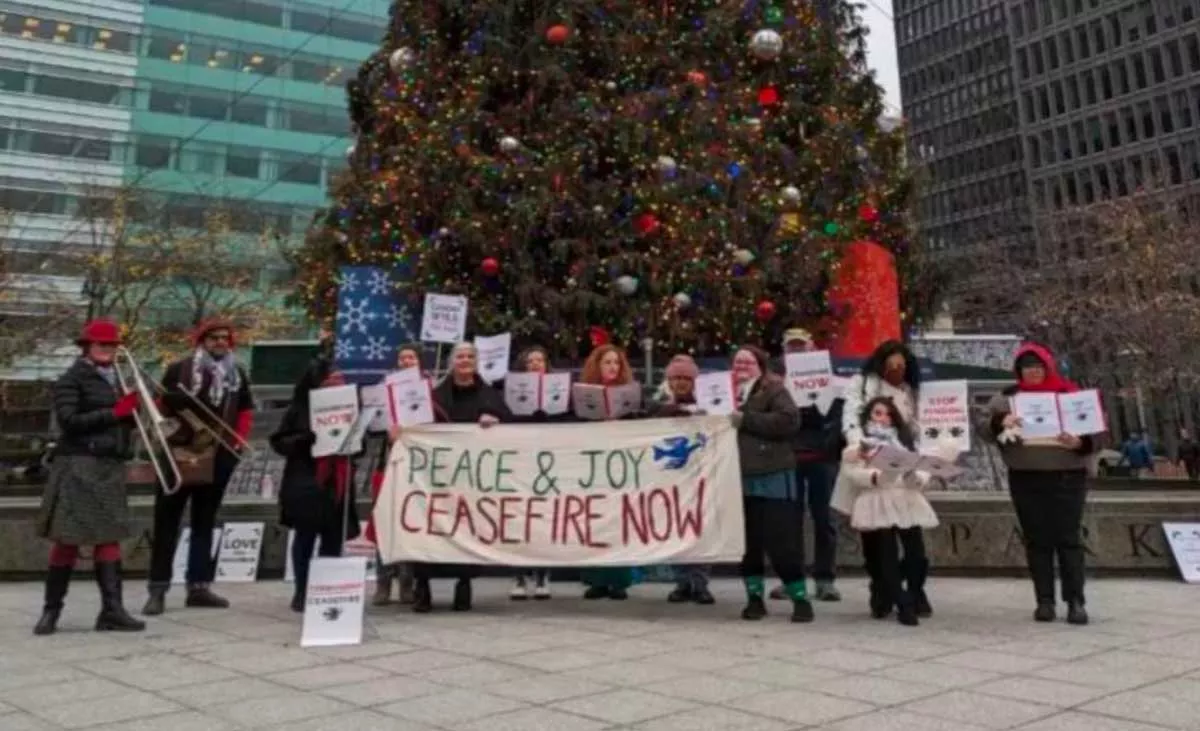 The Detroit Ceasefire Choir says it was kicked out of Campus Martius Park for calling for peace in Gaza.