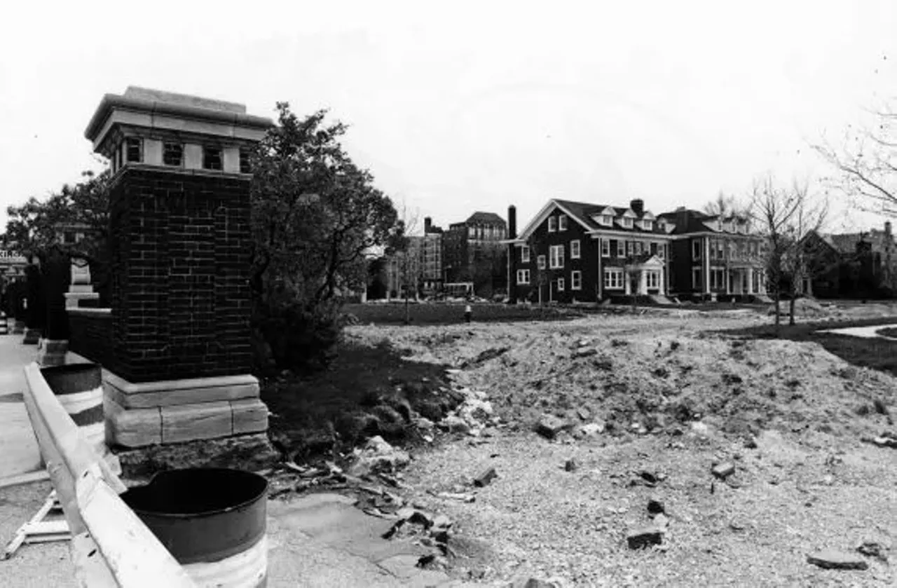 Many of the more than 2,500 businesses damaged or looted during the riots never recovered, leaving behind vacant storefronts and empty lots that plagued the once-thriving neighborhood for decades. In this photo, taken twenty years after the Algiers Motel incident, only a pile of rubble marked where the motel once stood. 