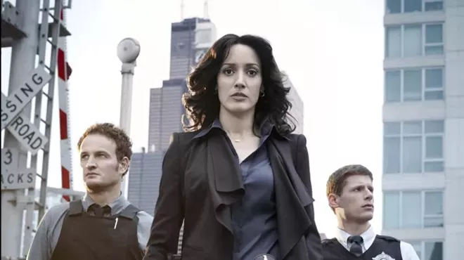 Walking tall: (from left) Jason Clarke, Jennifer Beals and Matt Lauria.