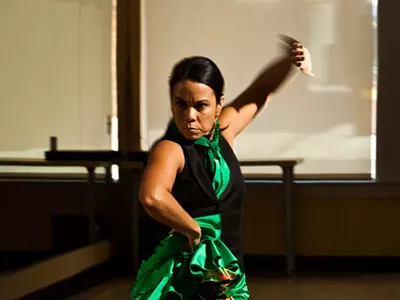 Valeria Montes performs with break dancer Haleem &quot;Stringz&quot; Rasheed and DSO double bassist Rick Robinson.