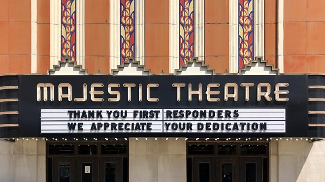 The marquee of the Majestic Theatre in Detroit.
