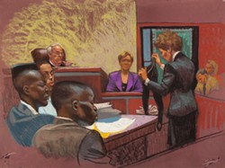 Courtroom sketch of the Central Park Five trial