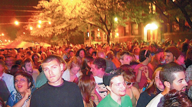 The Dally's live music (top) often packs in throngs on Forest (above).