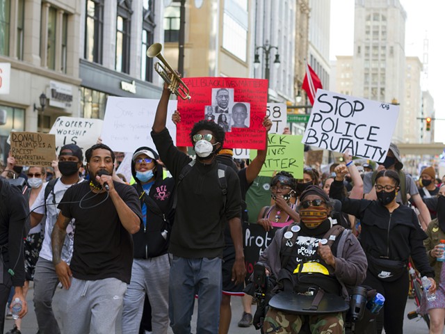 Detroit Will Breathe protesters march in downtown Detroit in June 2020.