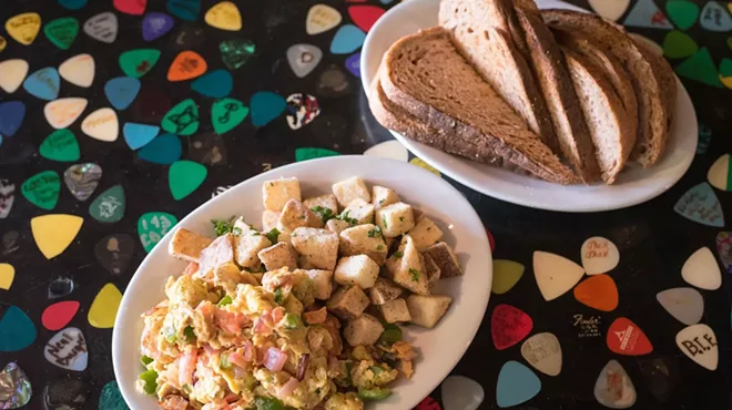 Vegan Biscuits & Gravy with Tofu Scramble served at PJ's Lager House.