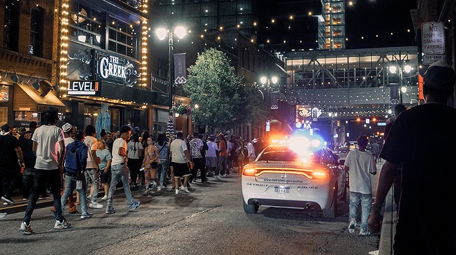 Detroit Police have a heavy presence in Greektown.