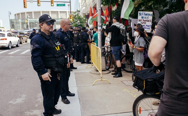 Detroit Police confronted anti-war protesters on Sunday.