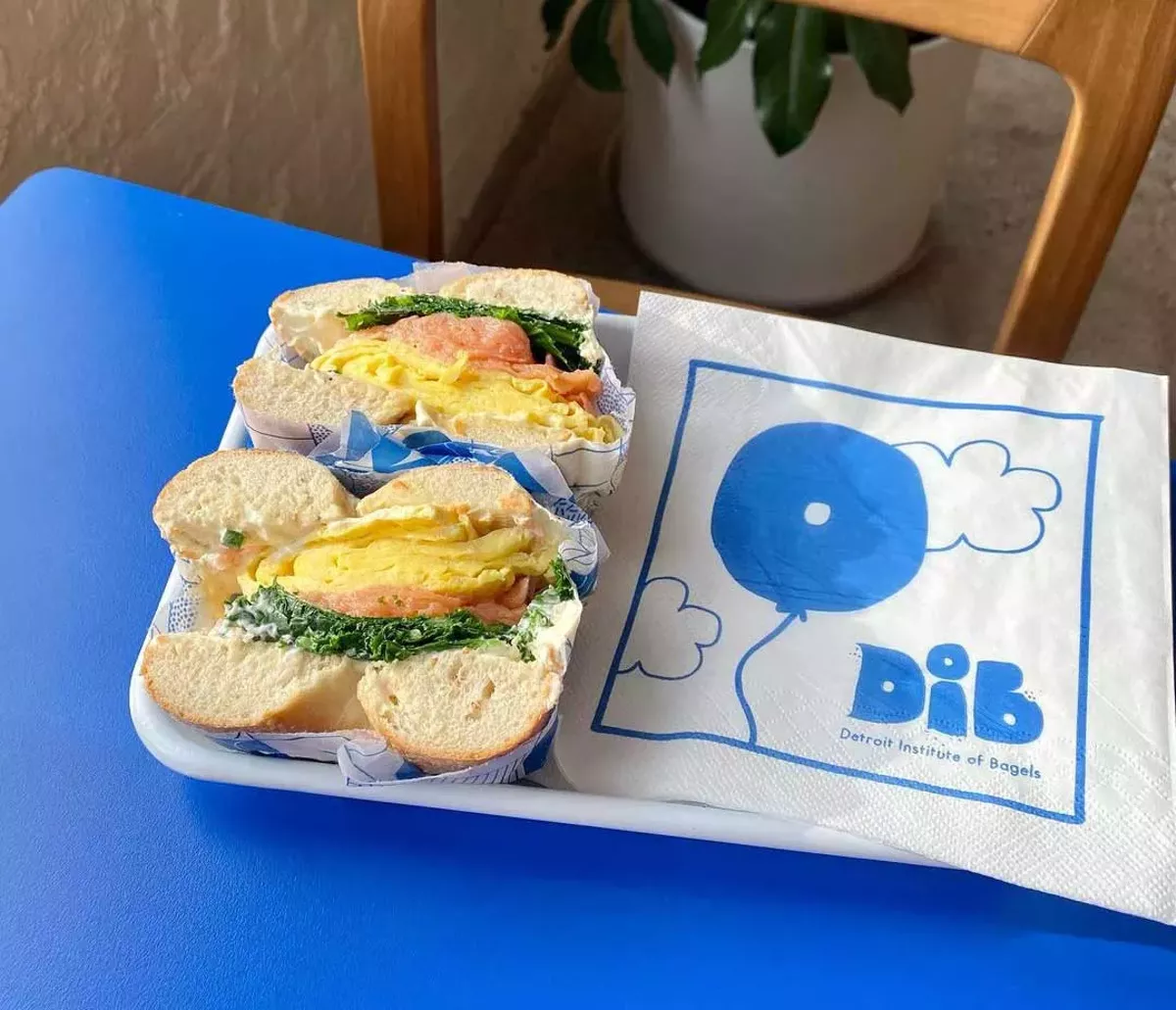 Image: A sandwich from the Detroit Institute of Bagels.