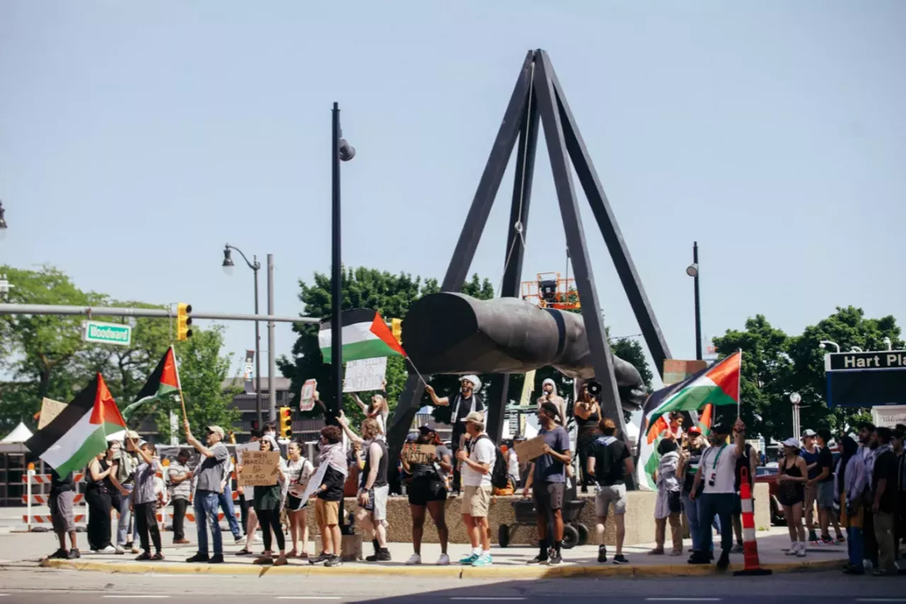 Image: Detroit police scrutinized for handling of pro-Palestinian protesters during Biden visit