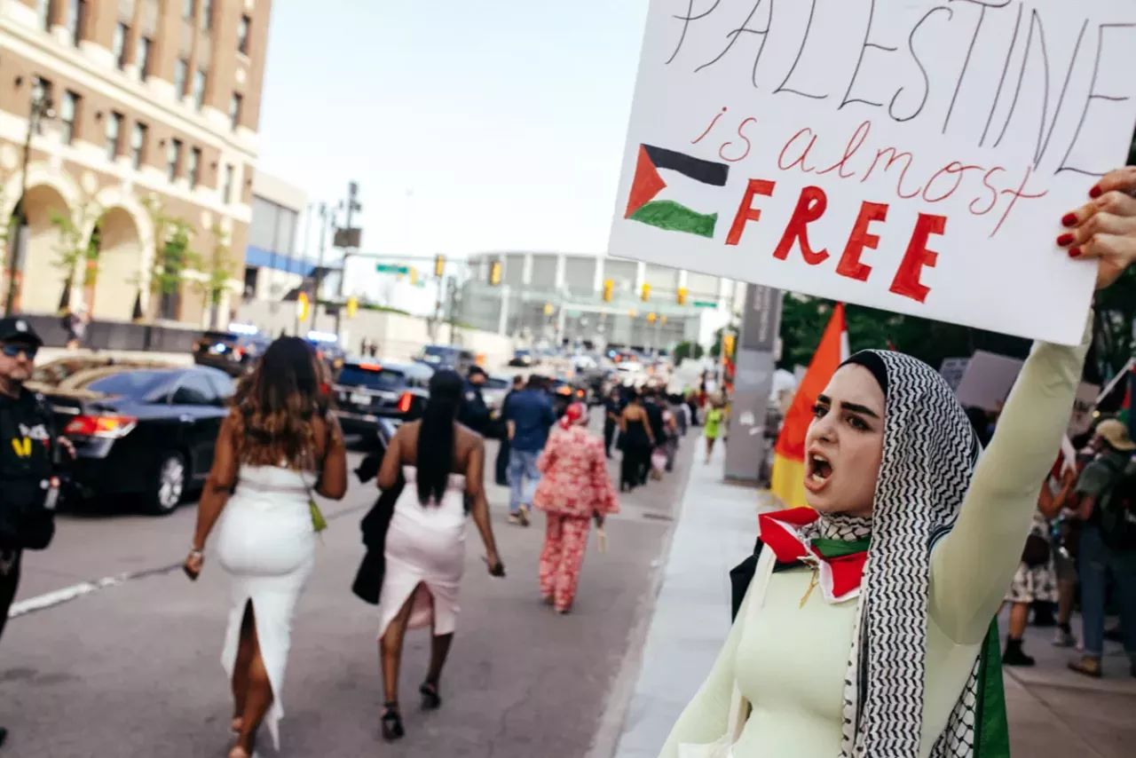 Image: Detroit police scrutinized for handling of pro-Palestinian protesters during Biden visit