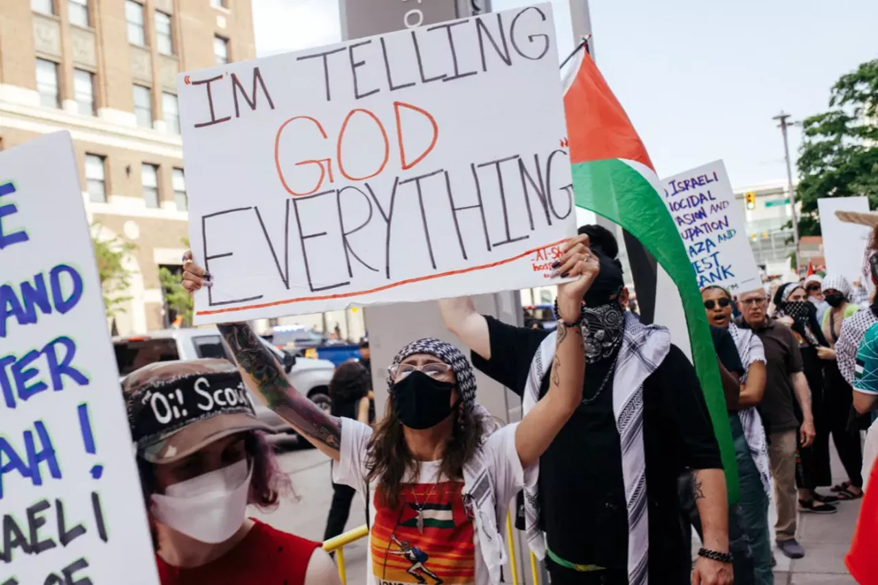 Image: Detroit police scrutinized for handling of pro-Palestinian protesters during Biden visit