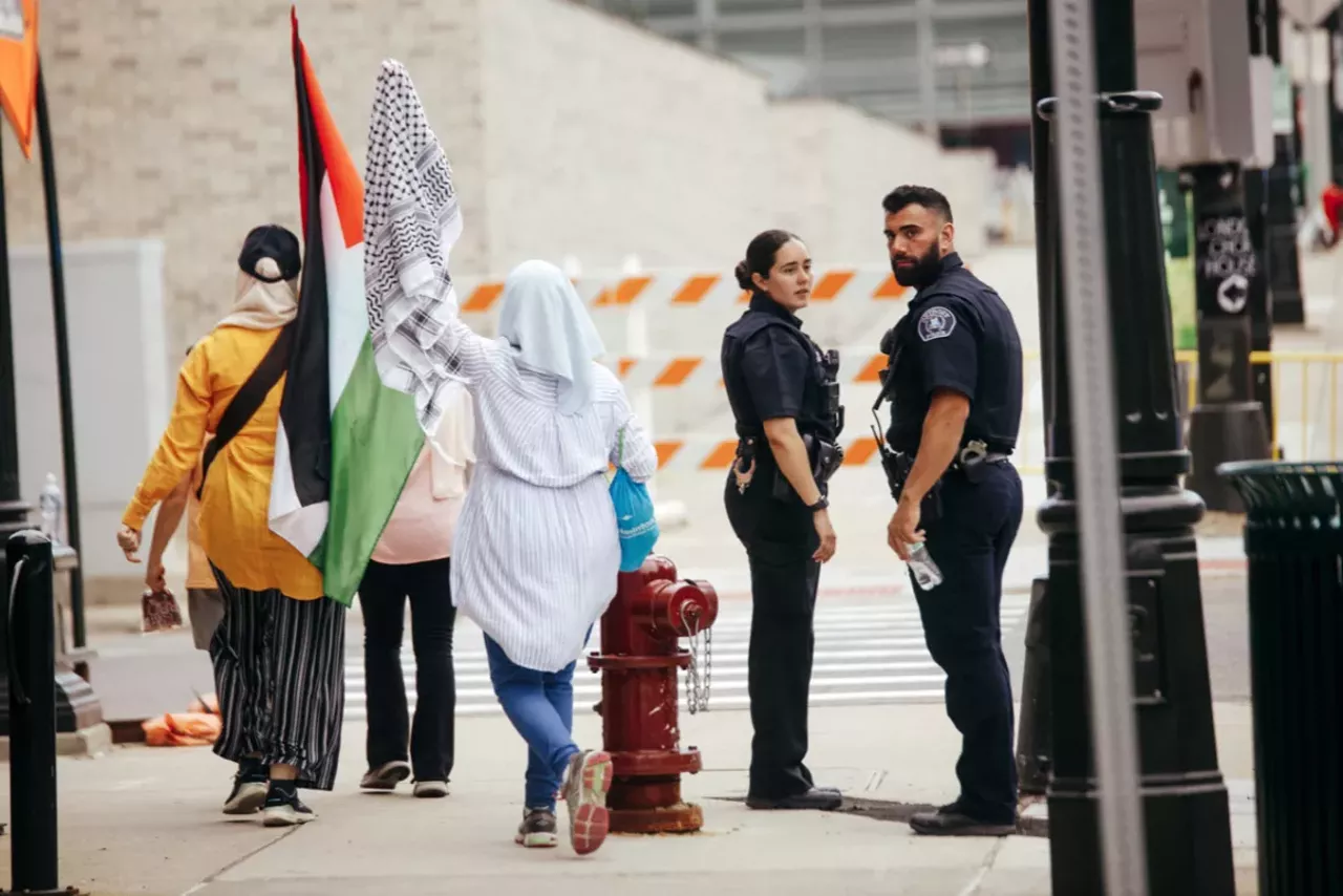 Image: Detroit police scrutinized for handling of pro-Palestinian protesters during Biden visit