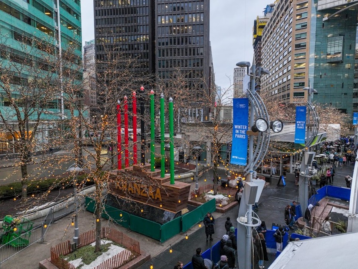 The Motor City Kwanzaa Kinara in Campus Martius is reportedly the world’s largest.
