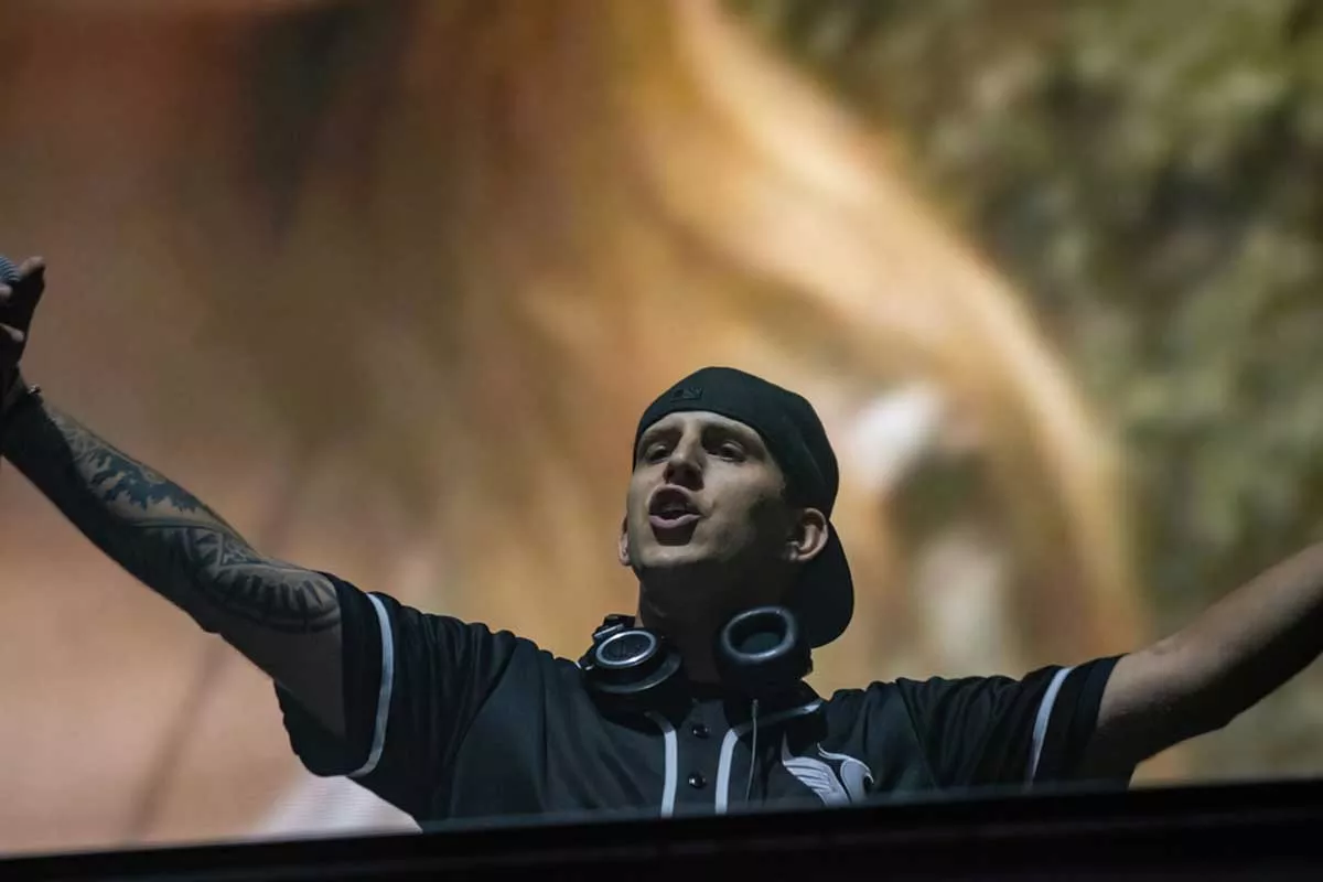 Image: Denver’s Illenium performs at the Detroit Grand Prix on Saturday.