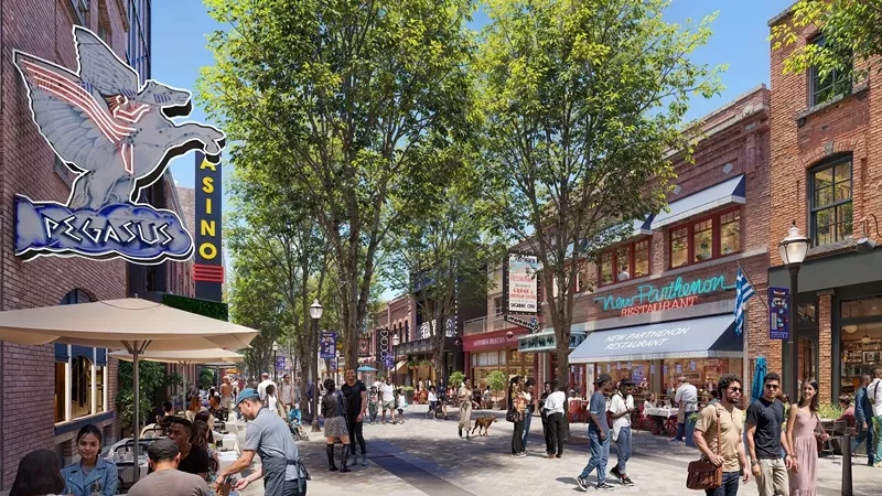 A rendering showing the completed Monroe Streetscape Project in Greektown.