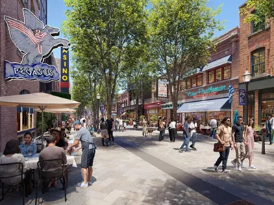 A rendering showing the completed Monroe Streetscape Project in Greektown.