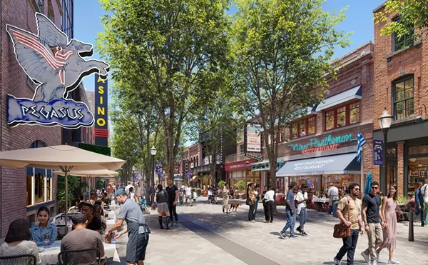 A rendering showing the completed Monroe Streetscape Project in Greektown.