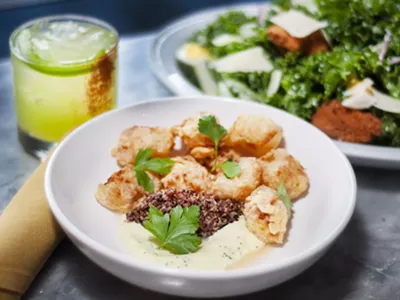 Scallops and kale salad.