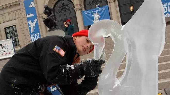 Noel Night features wintertime activities like ice sculpture.