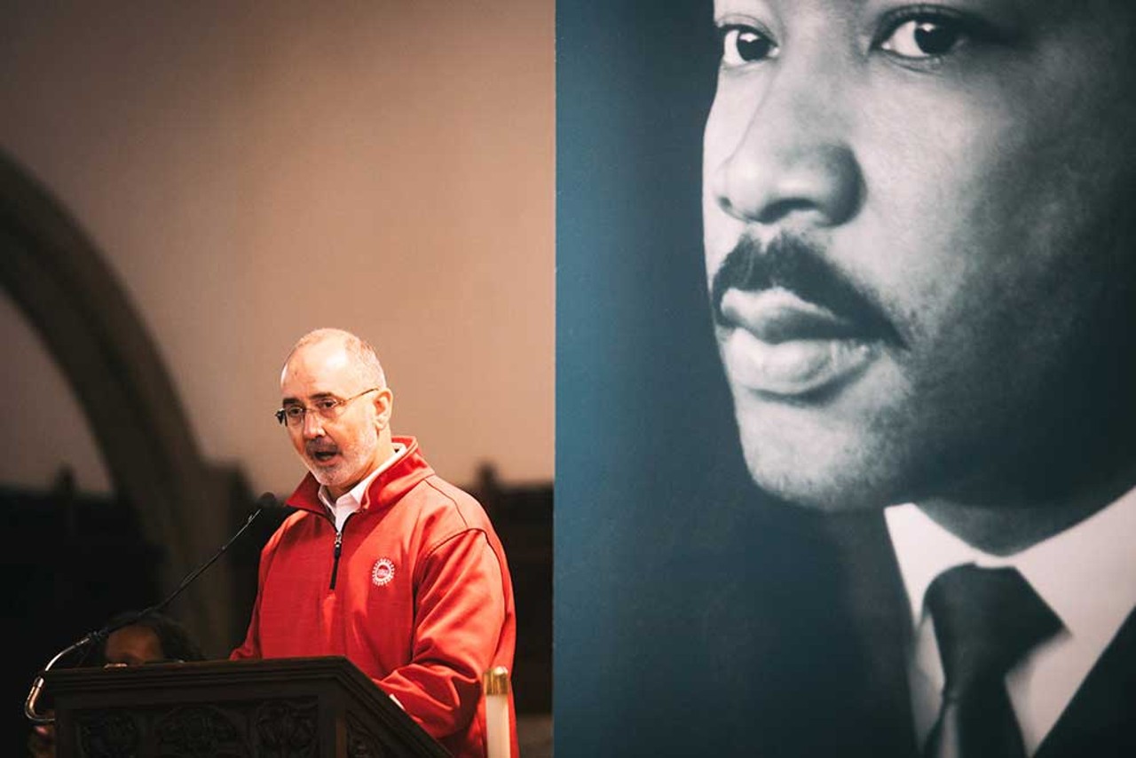 Shawn Fain and Rashida Tlaib spoke at 2024's Detroit MLK Day rally.