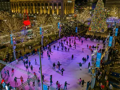 Downtown Detroit is transformed into a winter wonderland.